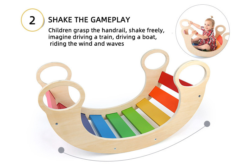 Children's wooden colorful multifunctional rocking chair toddler climbing sports toy