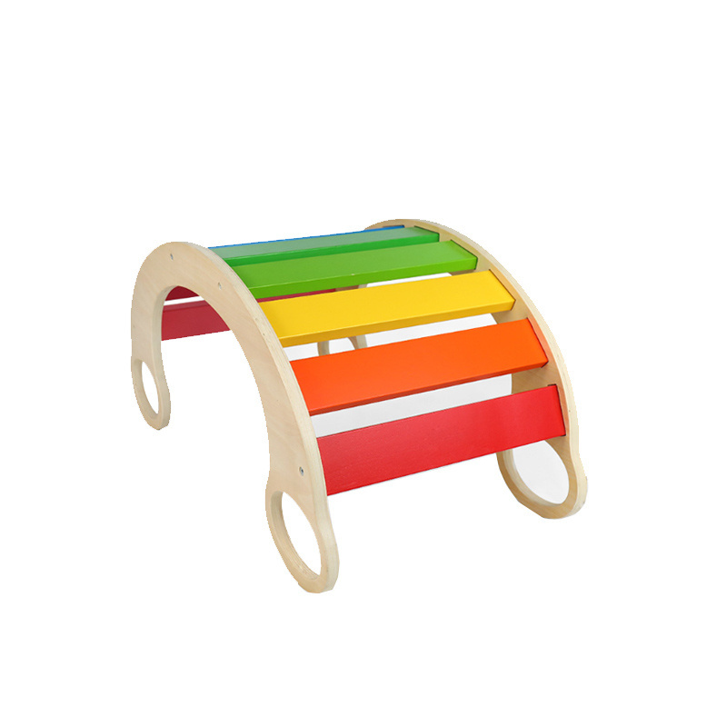 Children's wooden colorful multifunctional rocking chair toddler climbing sports toy