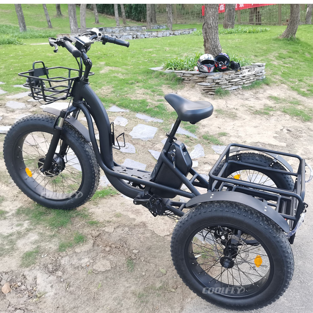 Amazing design trike 750W Motor Fat Tire 3 Wheel E Tricycle Three Wheels Adult Cargo Electric Bike With Basket