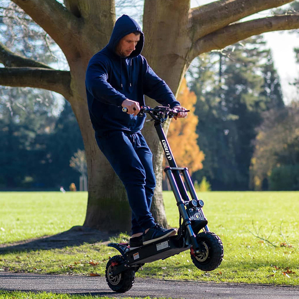 Coolfly 60v 20ah china 3200w dual motor powerful two wheel 11 inch fat tire off road electric scooter with CE certificate