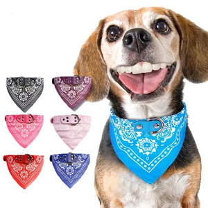 Pet Collars With Print Scarf Cute Adjustable Small Dog Collar Neckerchief Puppy Pet Slobber Towel Cat Accessories