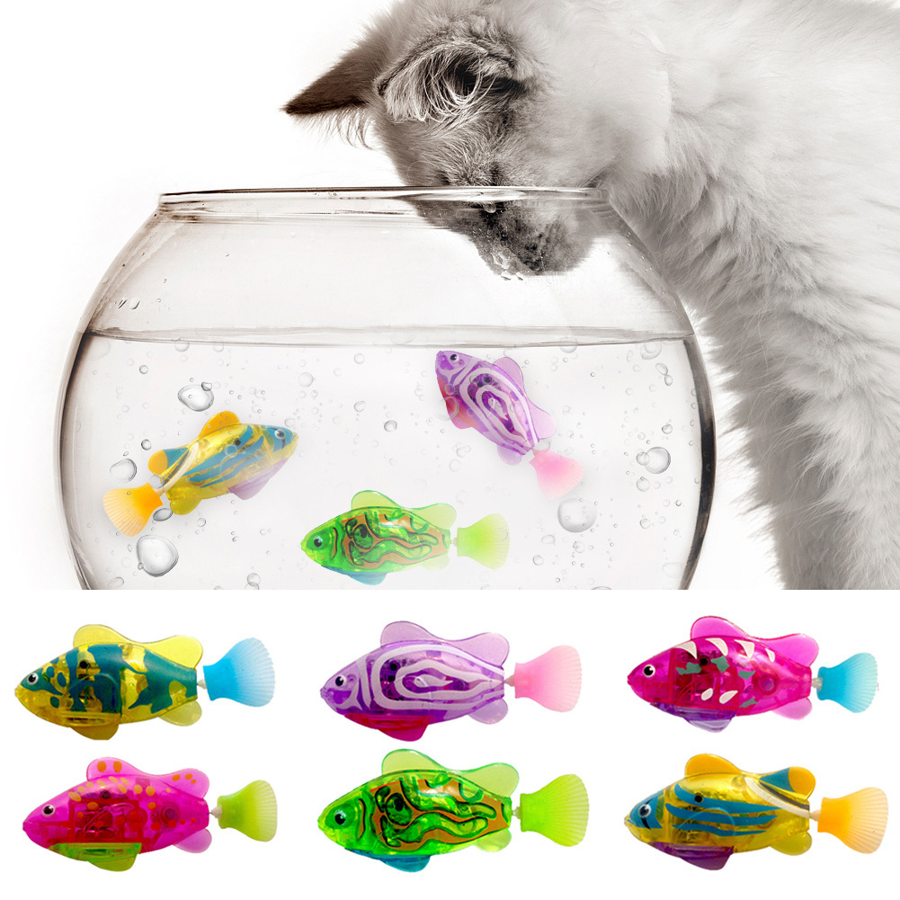 New Electric Fish Toy Indoor Play Interactive Swimming Robot Fish Toy for Cats & Dog with LED Light