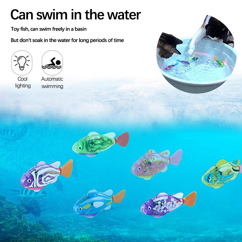 New Electric Fish Toy Indoor Play Interactive Swimming Robot Fish Toy for Cats & Dog with LED Light