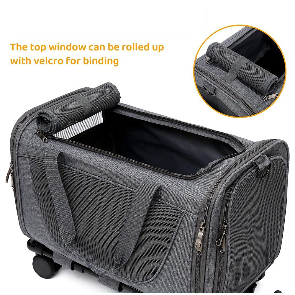 Pet Carrier Cat Bag Dog Crate with Wheels Cats Backpack Airline Approved for Animals Travel Cage for Transportation