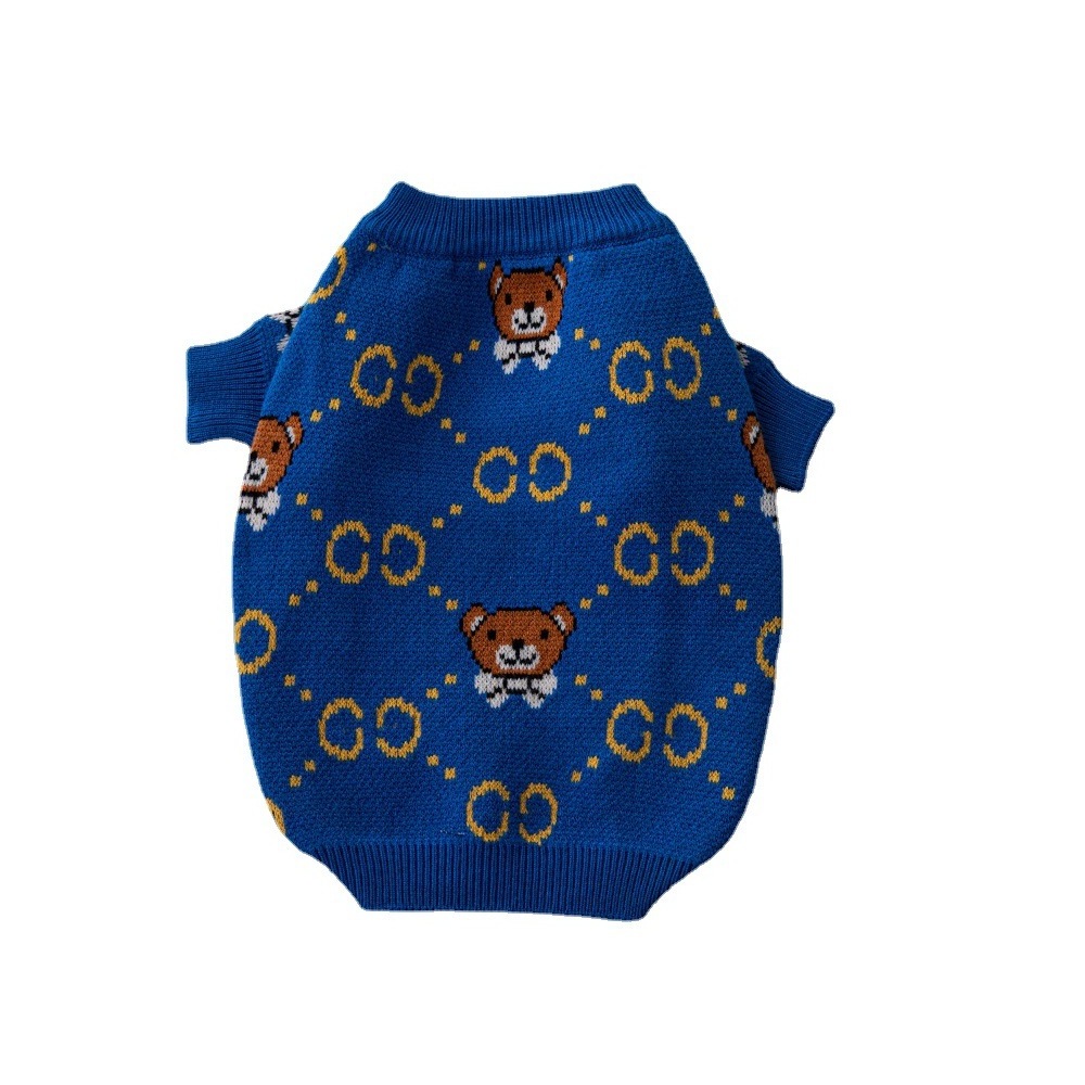 Blue bear designer dog sweaters pet clothes luxury brand cat dogs clothing sweater new hot sale 2024