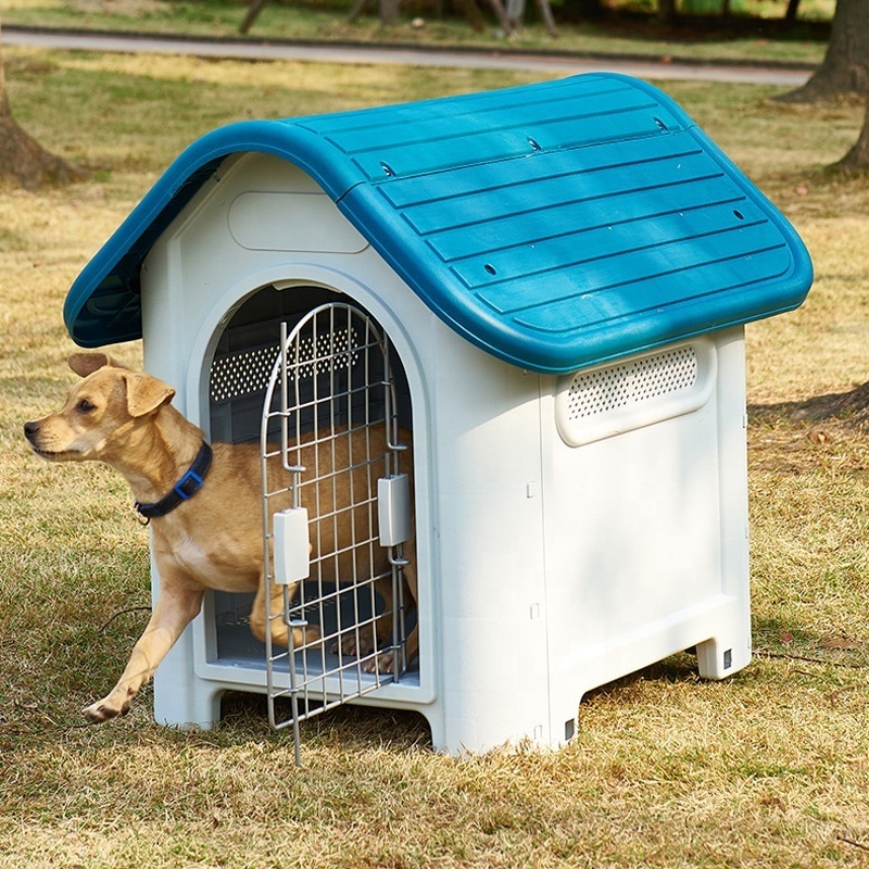 Plastic Dog Outdoor Kennel House Large Flooring Pet Dogs Kennels Cage Removable Waterproof Pets Home