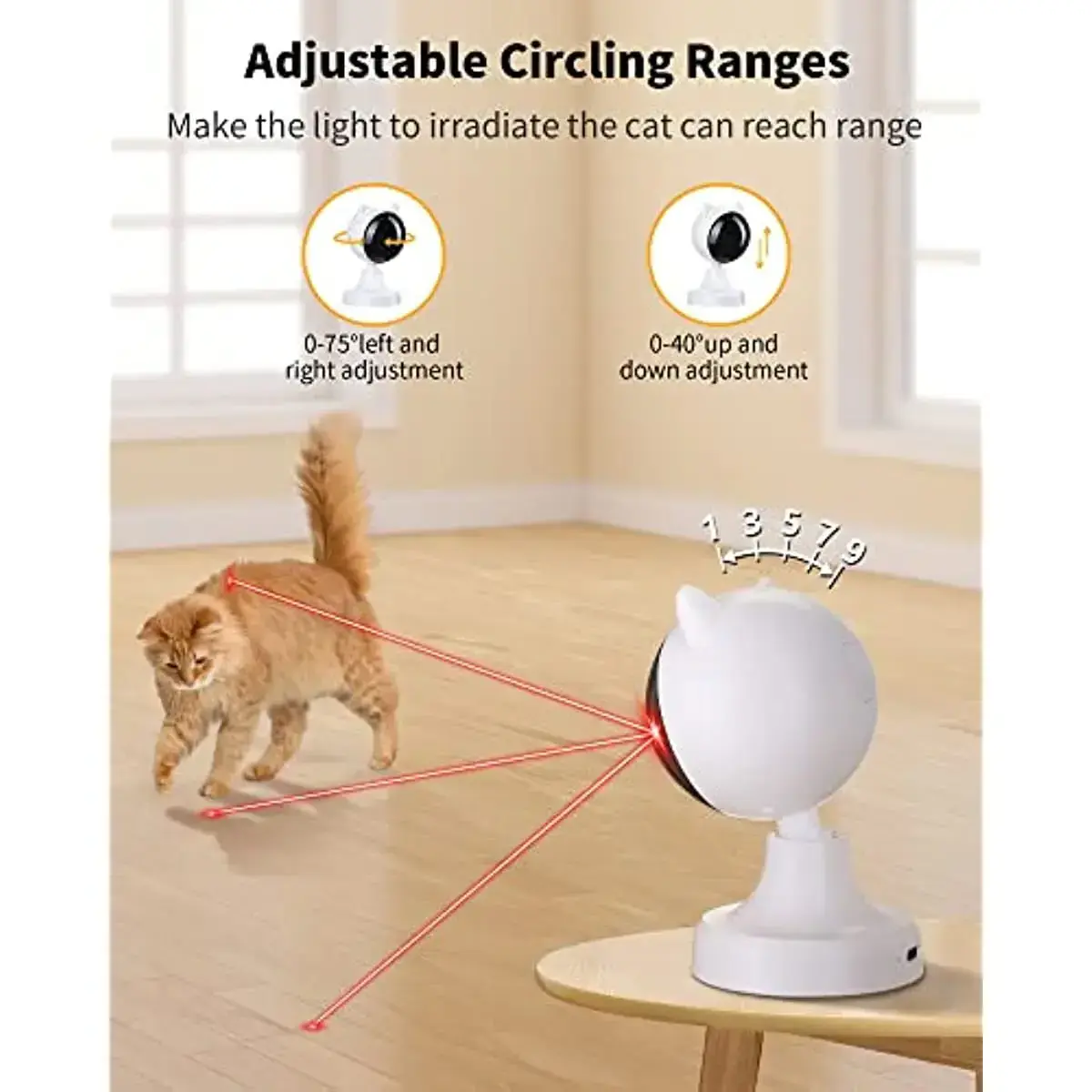 New Rechargeable 360 Rotating Cat Toy New Design Interactive Laser Cat Toys Cat Teasing Toy In the Door