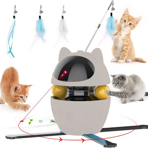 New Smart Product 4-in-1 Feather /bells/plush balls Cat Interactive Toys Laser Toys for Indoor Cats