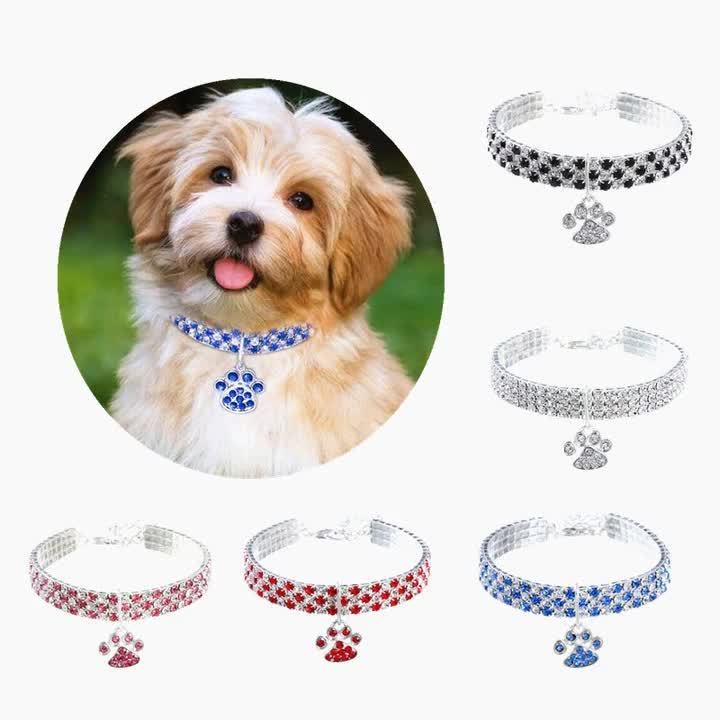 Factory Sell Hello Paw Rhinestone Dog Cat Necklace Jewelry Party Selfie Pet Neck Wear Collar Diamond Chain