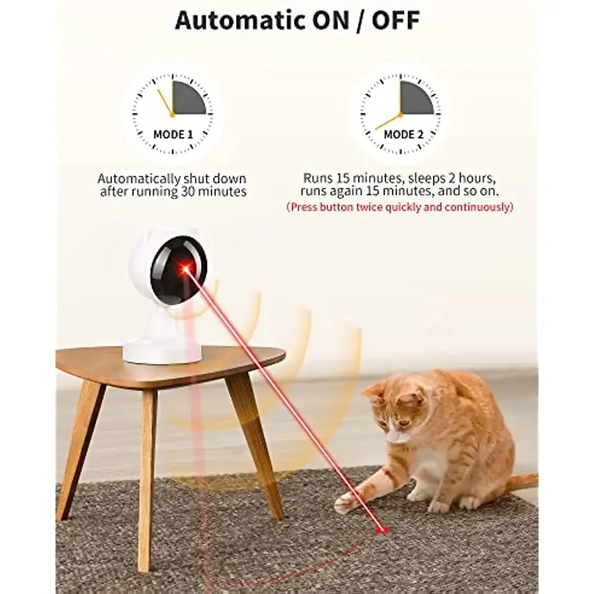 New Rechargeable 360 Rotating Cat Toy New Design Interactive Laser Cat Toys Cat Teasing Toy In the Door