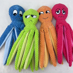 New octopus dog toy with soundpaper BB squeaker pet plush toys dogs chew bite fur animals supplier