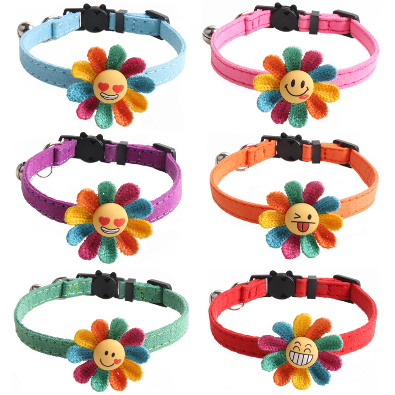 Sunflower cute cat collar cloth small pet collars for rabbit cats dog funny expression dogs