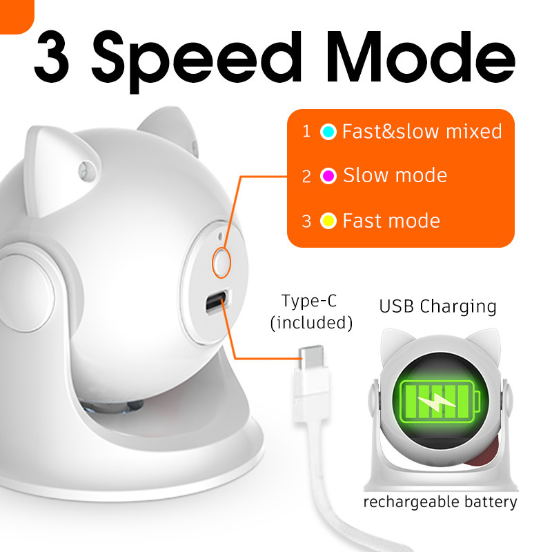 Teaser Cat Laser Toy Interactive Kitten Automatic Smart Game Active for Cats USB Charging Indoor Pet