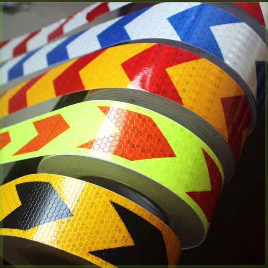 Multi Color Honeycomb Arrow Truck Reflective Sticker Yellow Red White Reflective Safety Warning Tape Strip For Car Trailers