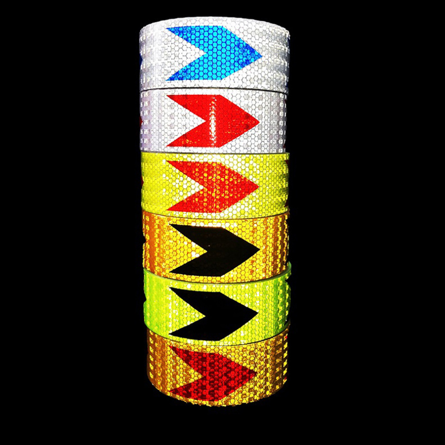 Multi Color Honeycomb Arrow Truck Reflective Sticker Yellow Red White Reflective Safety Warning Tape Strip For Car Trailers