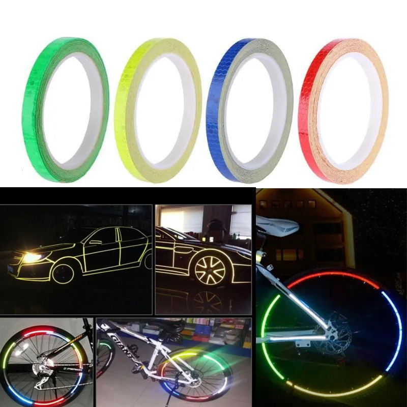 Honeycomb Bike Reflector Tape Motorcycle Rim Self-Adhesive Light Sticker Outdoor Safety Car Warning Stickers Reflective Tape