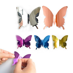 12 Pcs/Pack PVC Mirror Butterfly 3D Wall Sticker Set for Wedding Festival Birthday Party Home Decoration