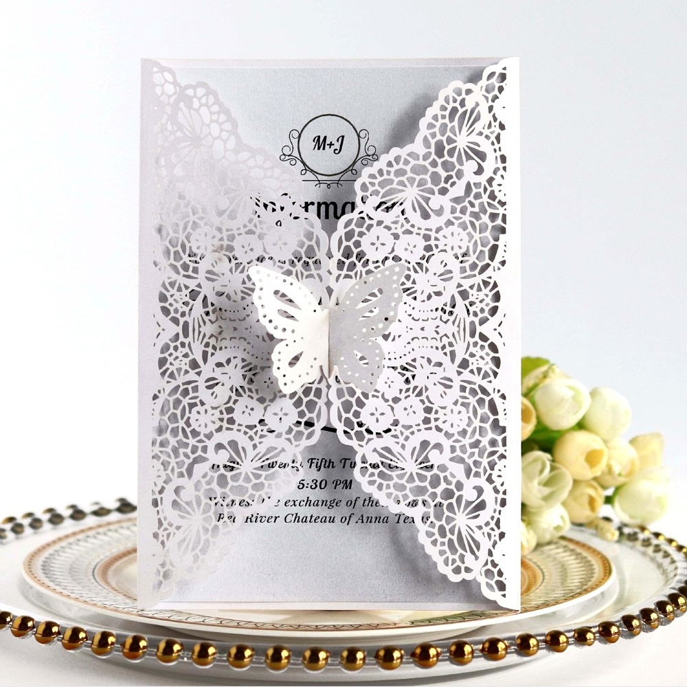 3D Butterfly Hollow Flower Folding Wedding Greeting Invitation Card Cards for Wedding Party Decoration Supplies