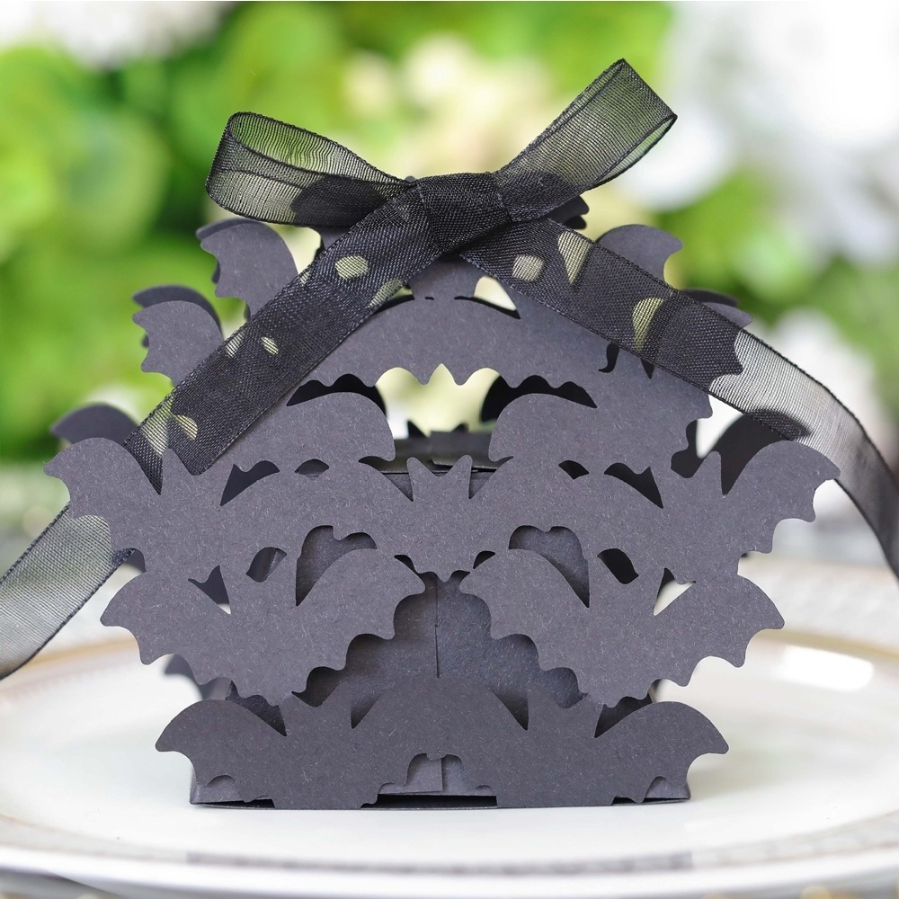 Black Hollow Ghost Bat Paper Candy Sweet Sugar Treat Gift Packaging Box Boxes for Happy Halloween Party Favor Decor