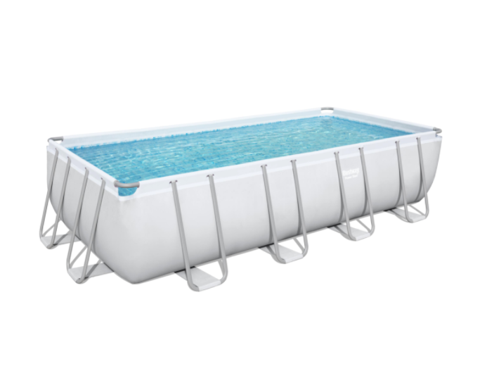 Power Steel 18ft x 9ft x 48in Outdoor Rectangular Frame Above Ground Swimming Pool with Ladder Pool Cover and Filter Pump