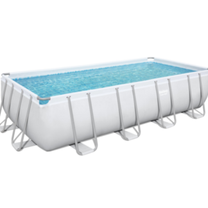 Power Steel 18ft x 9ft x 48in Outdoor Rectangular Frame Above Ground Swimming Pool with Ladder Pool Cover and Filter Pump