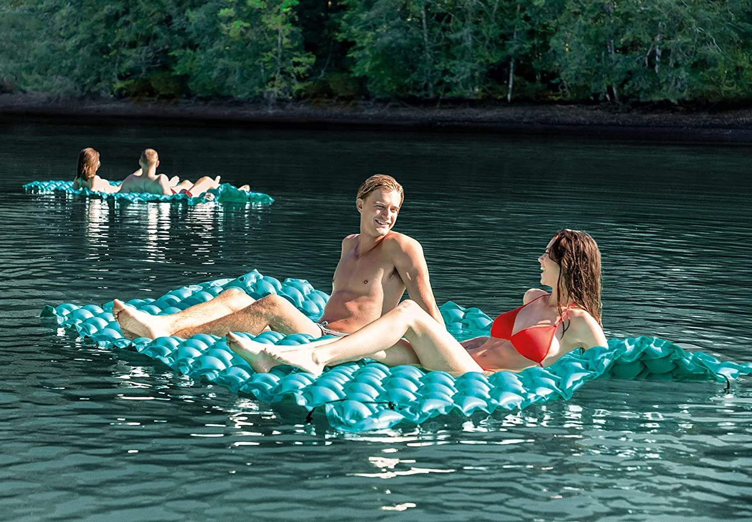 Lake Floats Pool Hammock Inflatable Floating Mat for Lake Pool Boating Beach, Floating Island for Water Relaxing Party