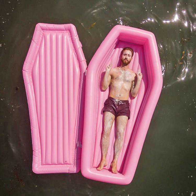 customized Halloween  Wholesale Fashion Inflatable Caskets Pink Coffin Pool Float  Hoax props