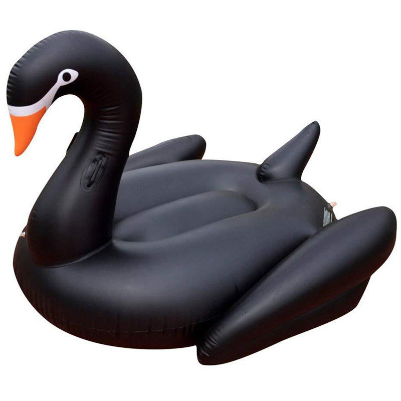 75 inch Golden Swan Black Swan Inflatable Ride-On Pool Float Island for Kids Adults Goose Shape