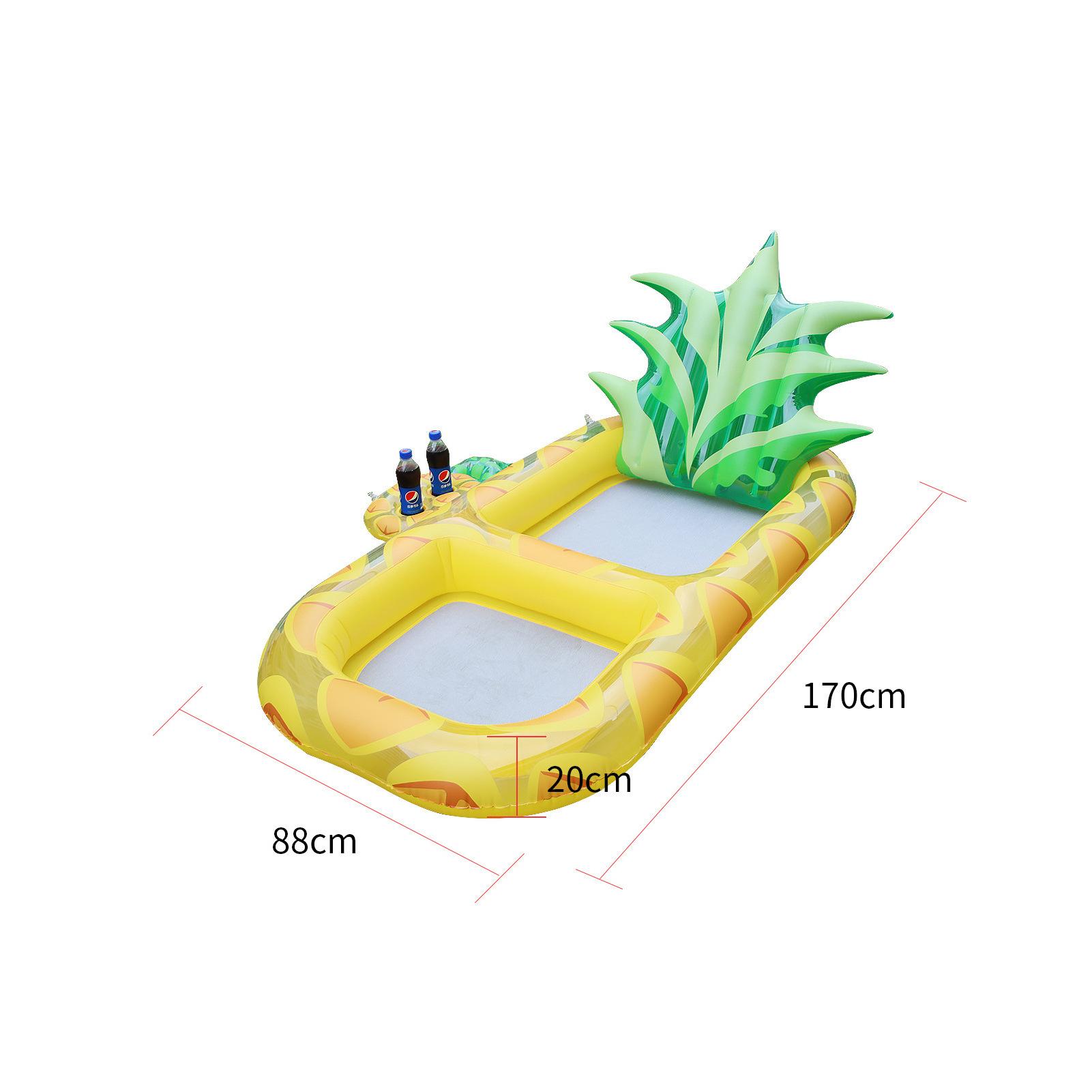 2-in-1 Mega Sweet Pineapple Strawberry Inflatable Pool Float Lounge  67in Super Buoyant Mesh Cover & Backrest Wading Lie-on Mat