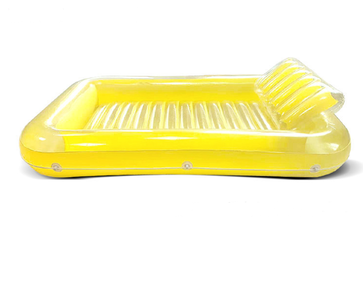 Inflatable Swimming Pool Suntan Tub Lounge Water Raft Float- Lemon Yellow 178*117 cm