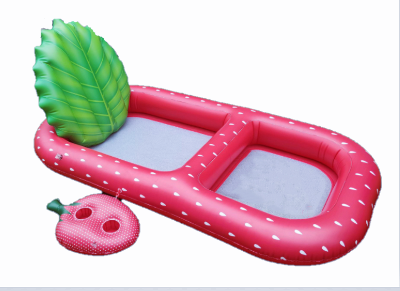 2-in-1 Mega Sweet Pineapple Strawberry Inflatable Pool Float Lounge  67in Super Buoyant Mesh Cover & Backrest Wading Lie-on Mat