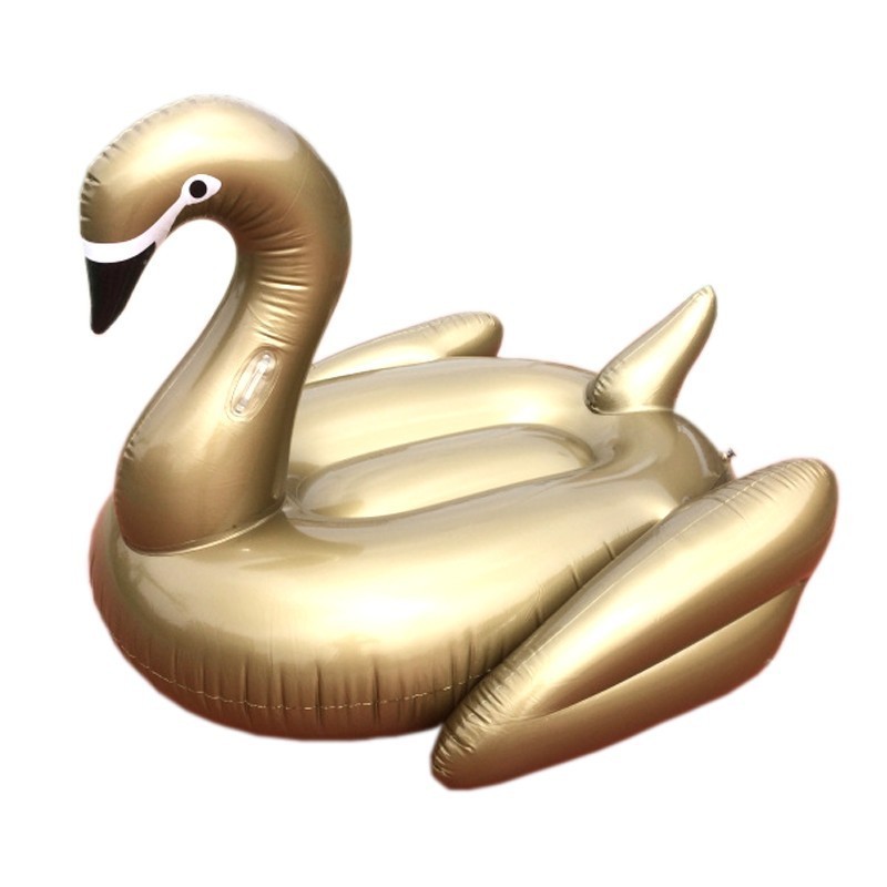 75 inch Golden Swan Black Swan Inflatable Ride-On Pool Float Island for Kids Adults Goose Shape