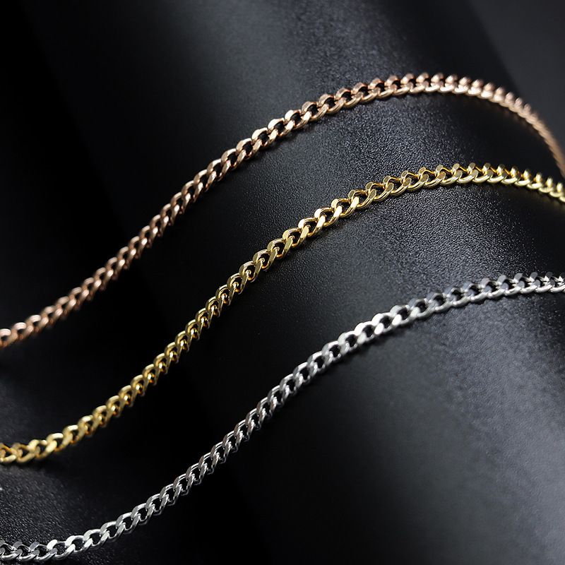 Wholesale Custom Hiphop Stainless Steel Bulk DIY Gold Plated Curb Chains for Necklace Jewelry Making