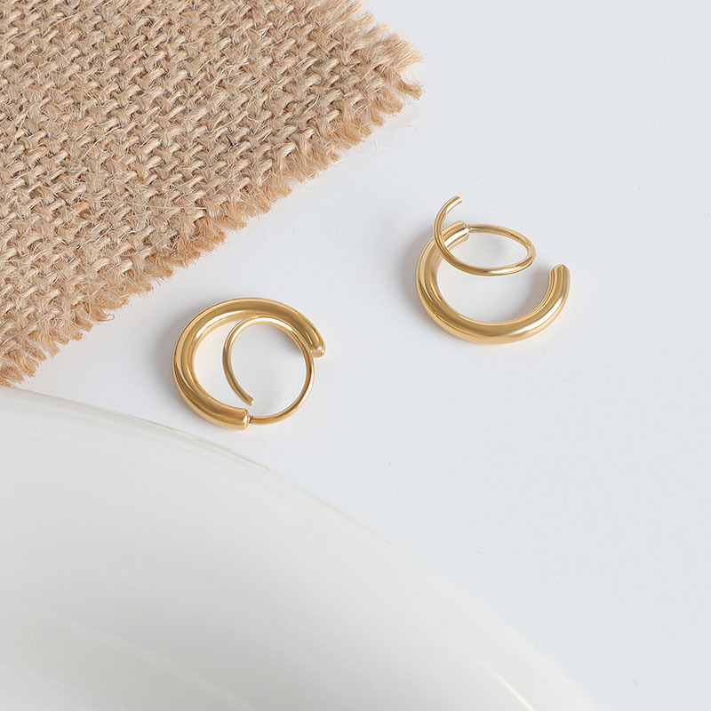 Double Twist Hoops Earrings Stainless Steel 18k Gold Plated Small Classic Hoops