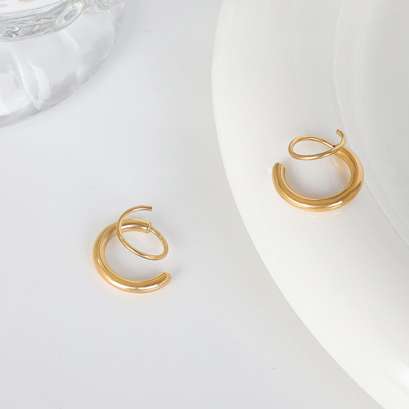 Double Twist Hoops Earrings Stainless Steel 18k Gold Plated Small Classic Hoops