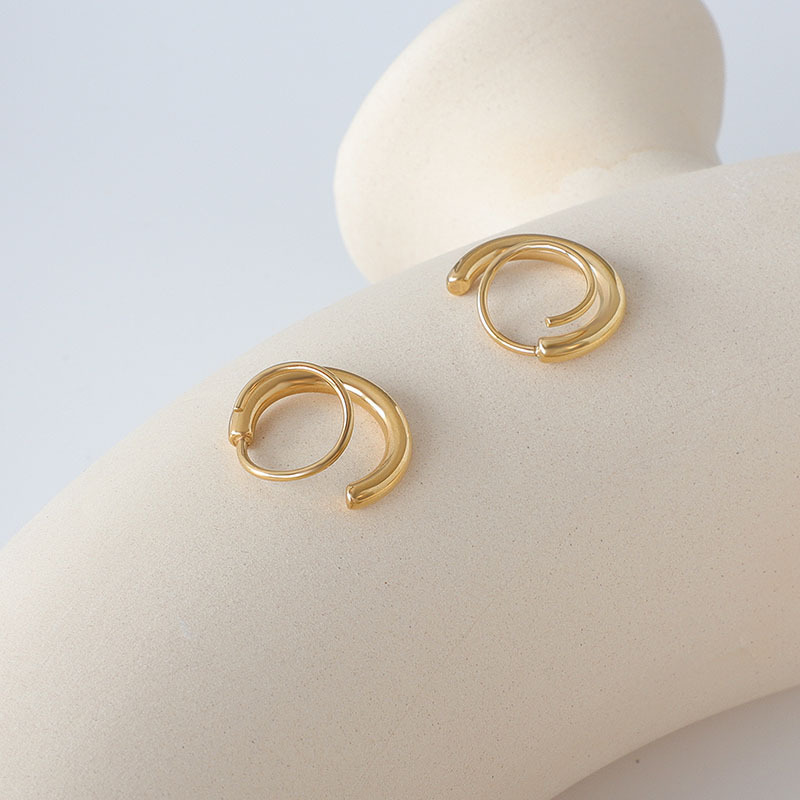 Double Twist Hoops Earrings Stainless Steel 18k Gold Plated Small Classic Hoops