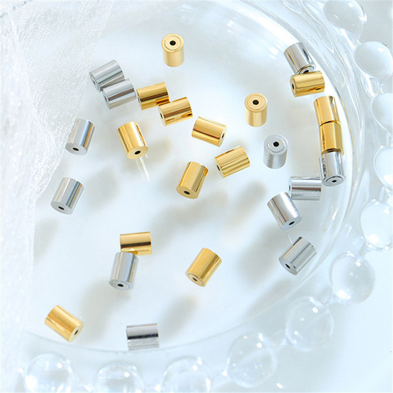 Wholesale Custom 18K Gold Plated Stainless Steel Cylinder Earring Back Posts Accessories Jewelry Waterproof Earring Back Stopper