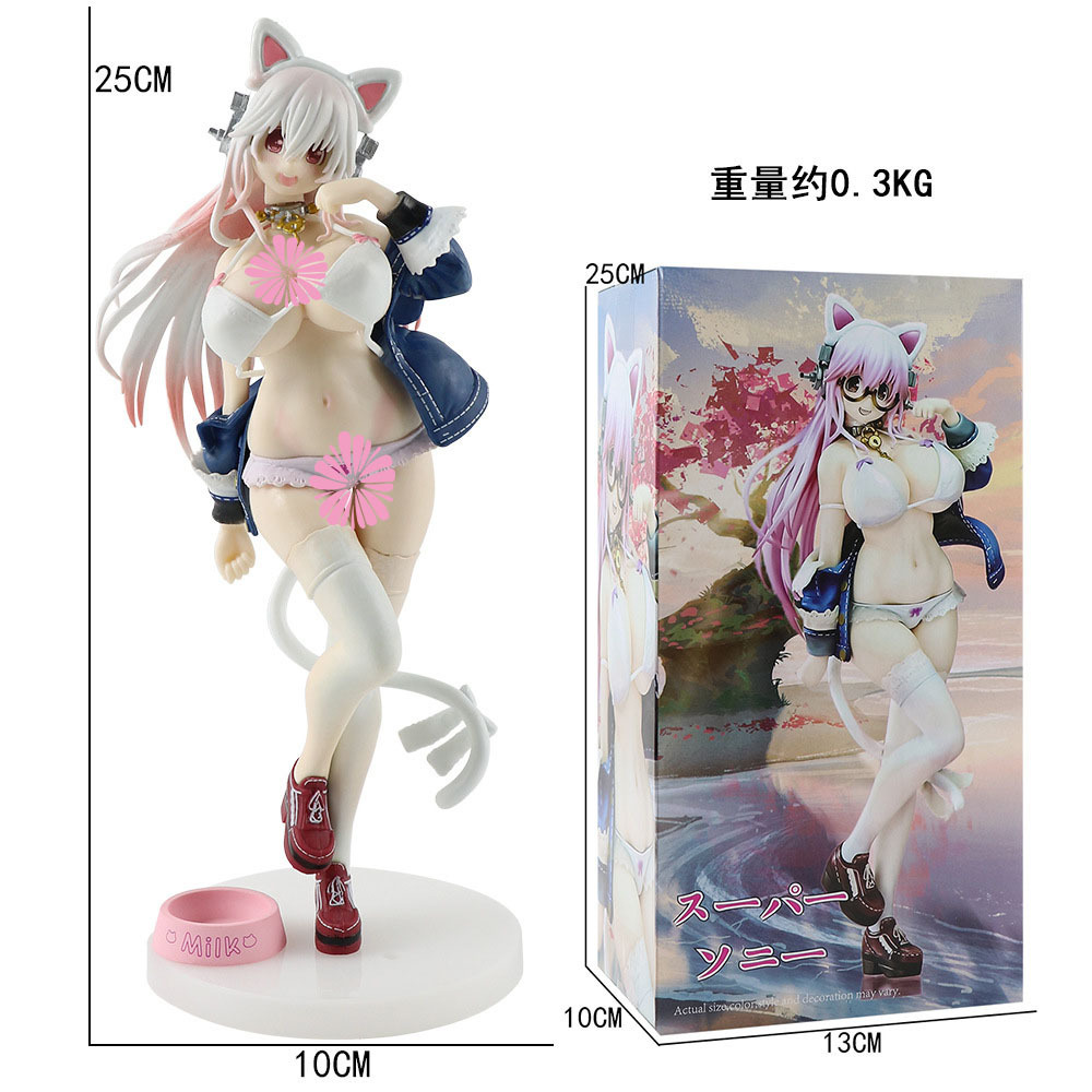 10inch Anime Beautiful Girl White Cat SONICO Sexy Big Breast Doll Cute Figure