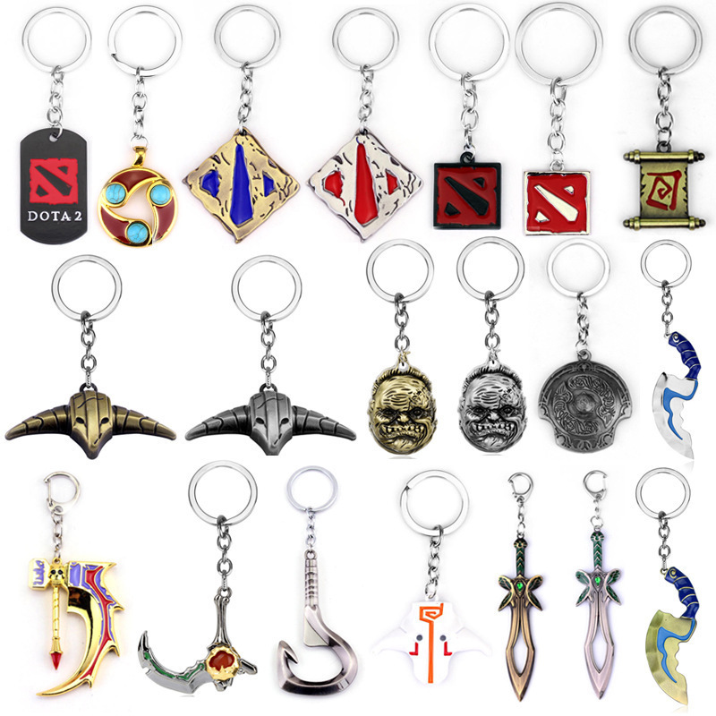 Gaming Peripherals Anime DOTA2 Immortal Shield Dodge Talisman Butterfly Sword Weapon Alloy Necklace Keychain