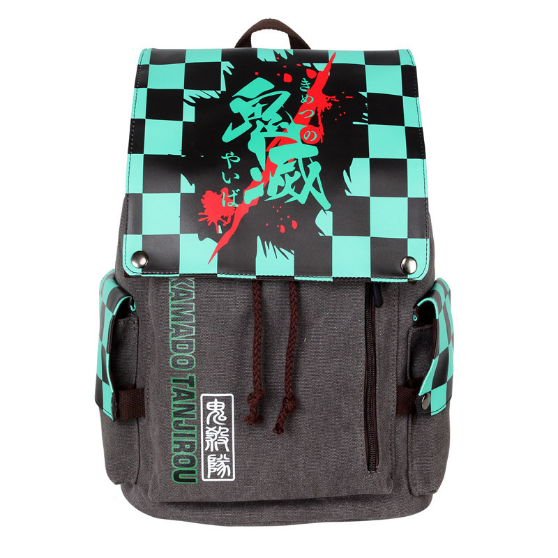 High Quality Demon Slayer Kimetsu No Yaiba Cartoon Canvas Backpack For Student Anime School Bag