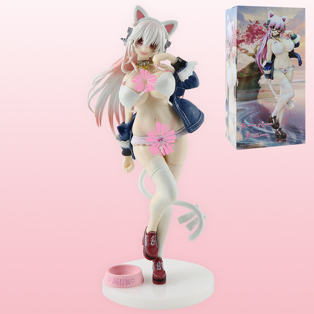 10inch Anime Beautiful Girl White Cat SONICO Sexy Big Breast Doll Cute Figure