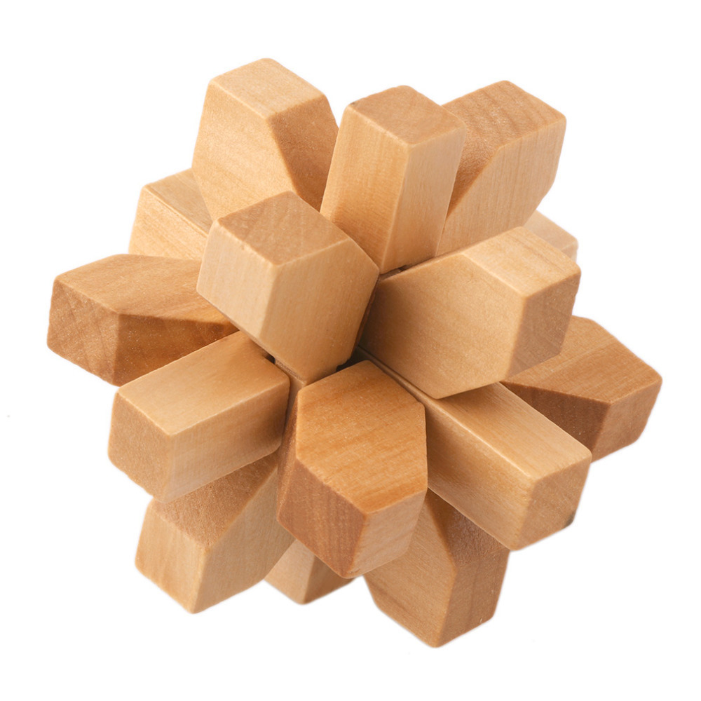 Tactile Square Wooden Interlocking Brain Teaser Puzzles Game for Adults Kids