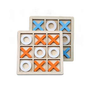 Hot Sale Party Table Games Building Blocks Puzzle Tic-Tac-Toe Montessori Educational Toys Xo Chess Wooden Board Game For Kids