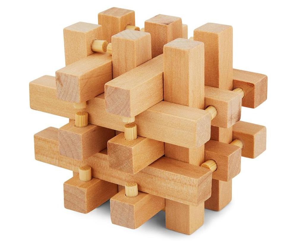 Tactile Square Wooden Interlocking Brain Teaser Puzzles Game for Adults Kids