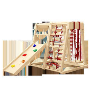 Combination table frame with children's solid wood climbing frame, sliding frame swing indoor baby sand board game