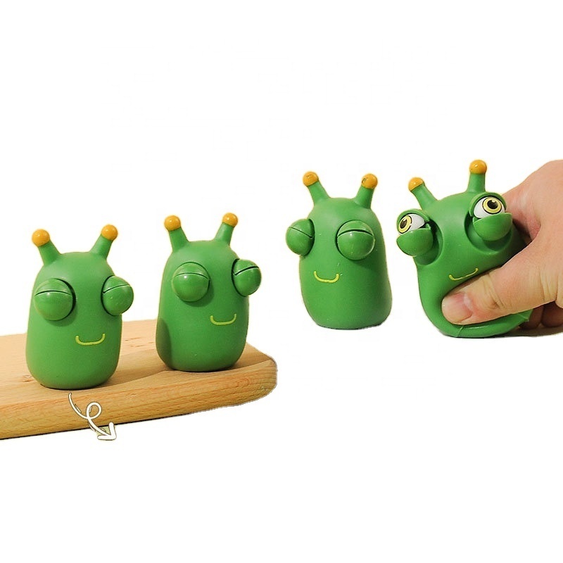 Kids Funny Fidget Toys Eye Bouncing Popping Squeeze Novelty Pops Sensory Stress Relief Green Grass Worm Pinch Toy For Adults