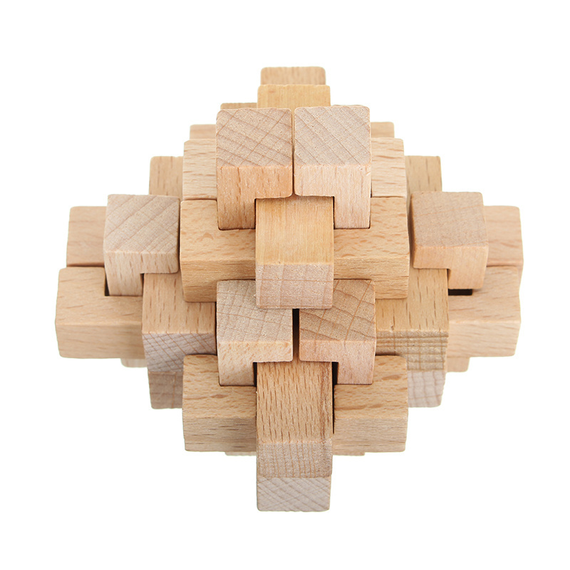 Tactile Square Wooden Interlocking Brain Teaser Puzzles Game for Adults Kids