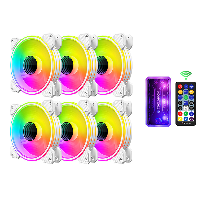 COOLMOON Special Offer LightX  White Computer Fan 6pin RGB Cooler Fan Hydraulic Bearing Fan RGB 120mm Match with Controller Hub