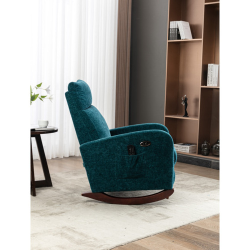 COOLMORE   home indoor armrest relax lounge bentwood patchwork fabric wooden floor rocking sofa chair with cushions