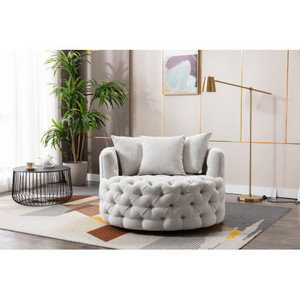 Coolmore Modern Akili swivel accent chair barrel chair for hotel living room / Modern leisure chair Beige